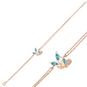 ​925 Ayar Gümüş Rose Kelebek Kadın Bileklik T6457 thumbnail 1