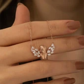 925 Ayar Gümüş Kanatlı Melek Kadın Gümüş Kolye T4609 thumbnail 2