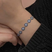 ​925 Ayar Gümüş Nazar Boncuklu Kadın Bileklik T8648 thumbnail 2