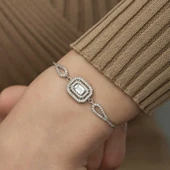 925 Ayar ​Gümüş Dikdörtgen Baget Bileklik T5239 thumbnail 3