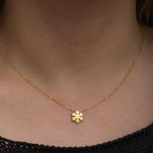 925 Ayar Gümüş Gold Minimal Kar Tanesi Kadın Kolye T8658 thumbnail 3