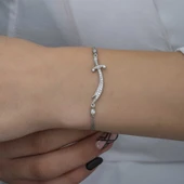 925 Ayar Gümüş Zülfikar Kılıcı Kadın Bileklik T7033 thumbnail 5