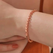 925 Ayar Gümüş Rose Pullu Zincir Kadın Bileklik T8277 thumbnail 5