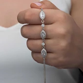 925 Ayar Gümüş Mekik Zirkon Taşlı Kadın Bileklik T8364 thumbnail 1