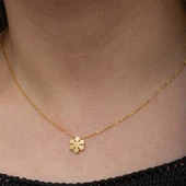 925 Ayar Gümüş Gold Minimal Kar Tanesi Kadın Kolye T8658 thumbnail 4