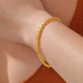 925 Ayar Gümüş Gold Pullu Zincir Kadın Bileklik T8278 thumbnail 5