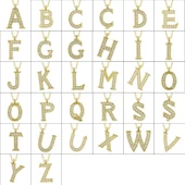 925 Ayar Gümüş Gold Y Harfi Kadın Gümüş Kolye T6632 thumbnail 2