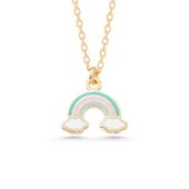 925 Ayar Gümüş Gold Gökkuşağı Kadın Kolye T7791 thumbnail 3
