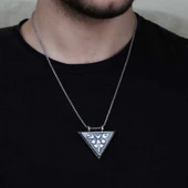 925 Ayar Gümüş Üçgen İçi Açılabilen Çiçek Muskalık Gümüş Kolye T6010 thumbnail 2