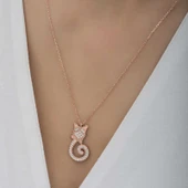 925 Ayar Gümüş Kedi Kadın Gümüş Kolye T6585 thumbnail 3