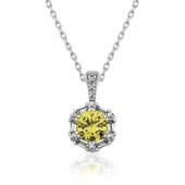 ​925 Ayar Gümüş Buğday Sarısı Baget Taşlı Kadın Gümüş Kolye T4883 thumbnail 1