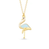 925 Ayar Gümüş Gold Flamingo Kadın Kolye T7789 thumbnail 1