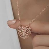 925 Ayar Gümüş Bombeli Kalp Kadın Gümüş Kolye T6590 thumbnail 5