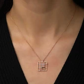 925 Ayar Gümüş Parmaklıklar Arasındaki Aşk Kadın Gümüş Kolye T4559 thumbnail 3