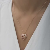 925 Ayar Gümüş Bombeli Kalp Kadın Gümüş Kolye T6591 thumbnail 5