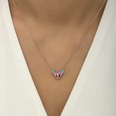 925 Ayar Gümüş Rose Minimal Kelebek Kadın Gümüş Kolye T5959 thumbnail 2