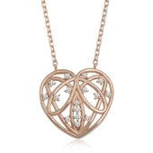 925 Ayar Gümüş Bombeli Kalp Kadın Gümüş Kolye T6590 thumbnail 1