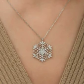 925 Ayar Gümüş Kar Tanesi Kadın Gümüş Kolye T5151 thumbnail 2