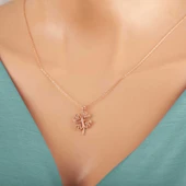 925 Ayar Gümüş Rose Kalpli Dört Yapraklı Yonca Kadın Kolye T7364 thumbnail 4