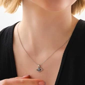 925 Ayar Gümüş Nazarlı Göz Kadın Kolye T7967 thumbnail 2