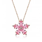 925 Ayar Gümüş Rose Pembe Kamelya Çiçeği Kolye T5180 thumbnail 2