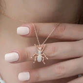 925 Ayar Gümüş Rose Örümcek Kadın Gümüş Kolye T5120 thumbnail 3