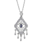 925 Ayar Gümüş Nazarlı Göz Kadın Kolye T7485 thumbnail 3