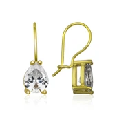 ​925 Ayar Gümüş Gold Sallantılı Damla Küpe T5691 - 1