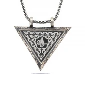 925 Ayar Gümüş Üçgen İçi Açılabilen Tuğra Muskalık Gümüş Kolye T6057 thumbnail 1