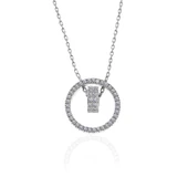 925 Ayar Gümüş İç İçe Geçmiş Halka Kadın Kolye T7488 thumbnail 1