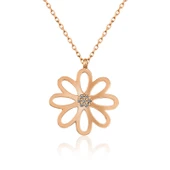 925 Ayar Gümüş Rose Çiçek Bayan Gümüş Kolye T5115 thumbnail 1