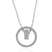 925 Ayar Gümüş İç İçe Geçmiş Halka Kadın Kolye T7488 thumbnail 3