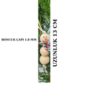 Kardan Adam Figürlü Yılbaşı Ağacı Süsü 12 Adet Boncuk Çapı 1.8 mm Uzunluk Askı İpi Dahil 13 cm thumbnail 2