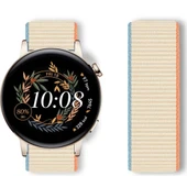 Huawei Watch GT3 42mm GT2 42mm İle Uyumlu Ayarlanabilir Cırt Cırtlı Yumuşak Spor Kumaş Örgü Kordon  Bej thumbnail 3