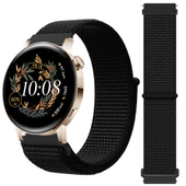 Huawei Watch GT3 42mm GT2 42mm İle Uyumlu Ayarlanabilir Cırt Cırtlı Yumuşak Spor Kumaş Örgü Kordon  Siyah thumbnail 1