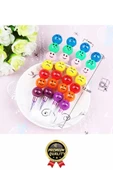 Özel Seri İlkokul Okul Öğrenci Renkli Hafif Eğlenceli Emoji Yüzlü Yumurtlayan Mini Kalem 4'lü Set - 6