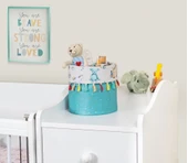 Baby Kullanımı Kolay Desenli Taşınabilir Düzenleyici Püsküllü Yuvarlak Sepet(yeşil) thumbnail 2