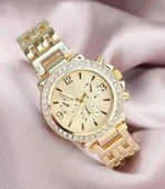 Zarif Ve Şık Özel Tasarım Zirkon Taşlı Metal Bayan Kol Saati (gold) thumbnail 1