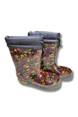 Konçlu Peluşlu Kadın Yağmur Çizmesi 36-40 Sarı Çiçekli - 3