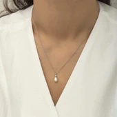 Supertrend Gümüş Damla İnci Bayan Kolye thumbnail 1