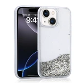 Zore Apple ile uyumlu iPhone 15 Kılıf Sıvılı Simli Şeffaf Arka Yüzey Keto Silikon Kapak - 5