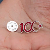 Gümüş Ay Yıldız 100.Yıl Rozet - 2