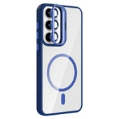 Zore Galaxy ile uyumlu A35 Kılıf Standlı ve Kamera Lens Hediyeli M-Safe Şarj Özellikli Etro Kapak - 6