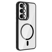 Zore Galaxy ile uyumlu A35 Kılıf Standlı ve Kamera Lens Hediyeli M-Safe Şarj Özellikli Etro Kapak - 4