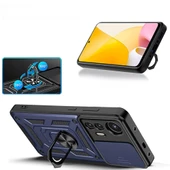 Zore Xiaomi ile uyumlu Mi 12 Lite Kılıf Magnetik Standlı Kamera Korumalı Sürgülü Vega Kapak - 5