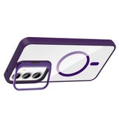 Zore Galaxy ile uyumlu A35 Kılıf Standlı ve Kamera Lens Hediyeli M-Safe Şarj Özellikli Etro Kapak - 3