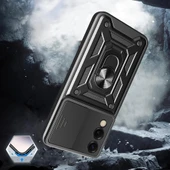 Zore Galaxy ile uyumlu S25 Edge Kılıf Magnetik Standlı Kamera Korumalı Sürgülü Vega Kapak - 4