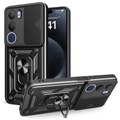 Zore Vivo ile uyumlu Y19S Kılıf Magnetik Standlı Kamera Korumalı Sürgülü Vega Kapak - 1