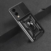 Zore Galaxy ile uyumlu S25 Edge Kılıf Magnetik Standlı Kamera Korumalı Sürgülü Vega Kapak - 6