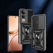 Zore Vivo ile uyumlu V50 Lite 4G Kılıf Magnetik Standlı Kamera Korumalı Sürgülü Vega Kapak - 2